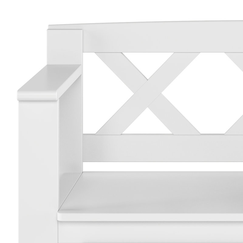 Banc de rangement en bois massif pour entrée Amherst, Blanc