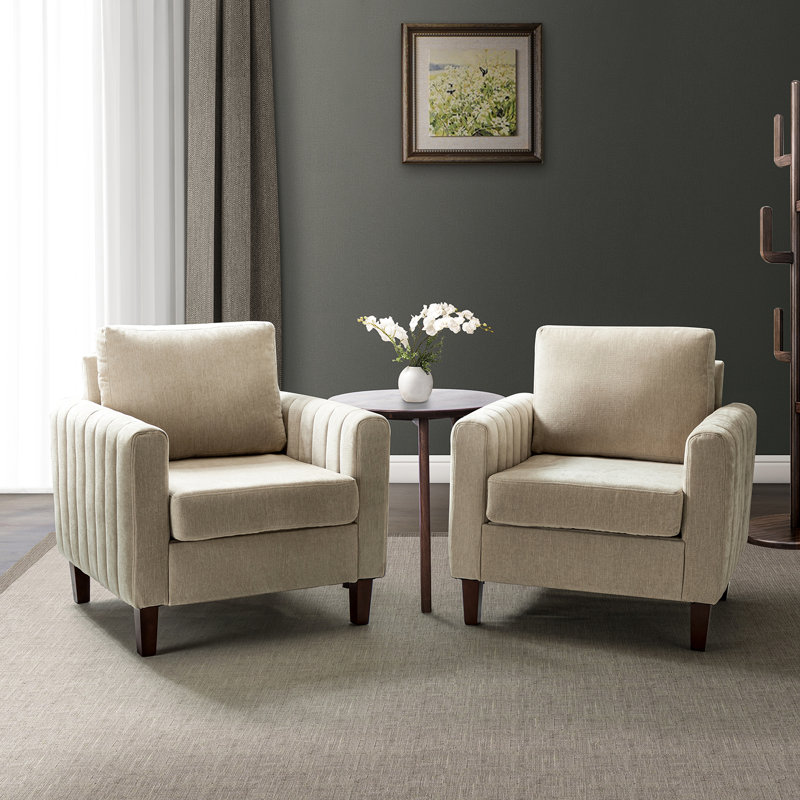 Fauteuil club l 32,5 po Ardarius, Polyester brun clair