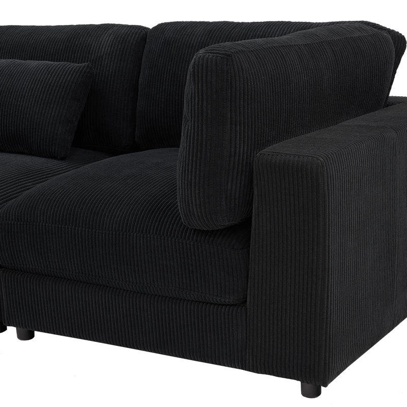 Canapé modulaire Kathreen Middale, Black Corduroy, 33" H x 112" W x 112" D