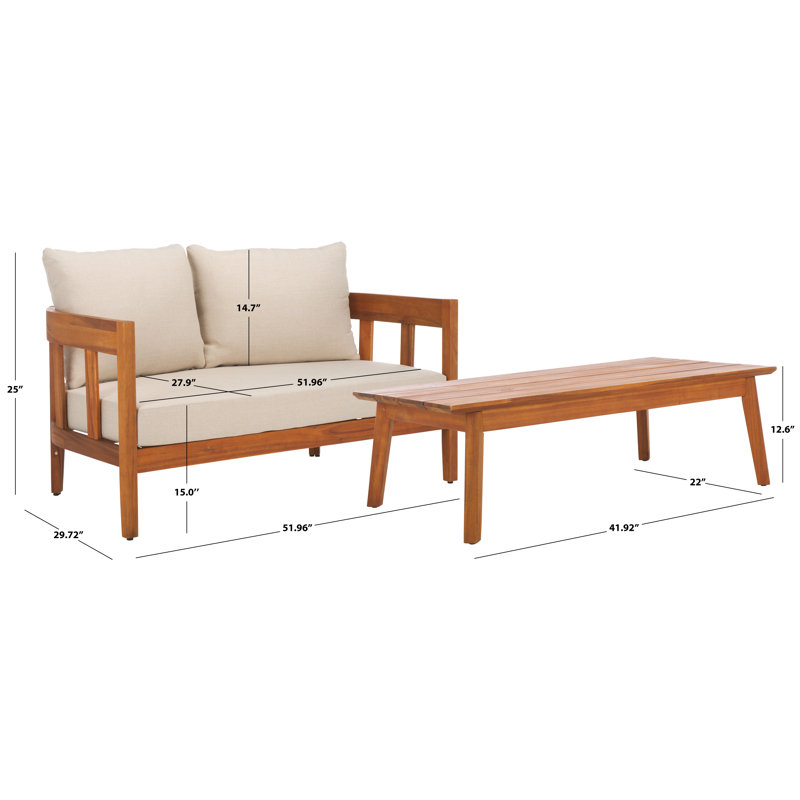 Banc de patio + table Dasmon, Natural/Tuape