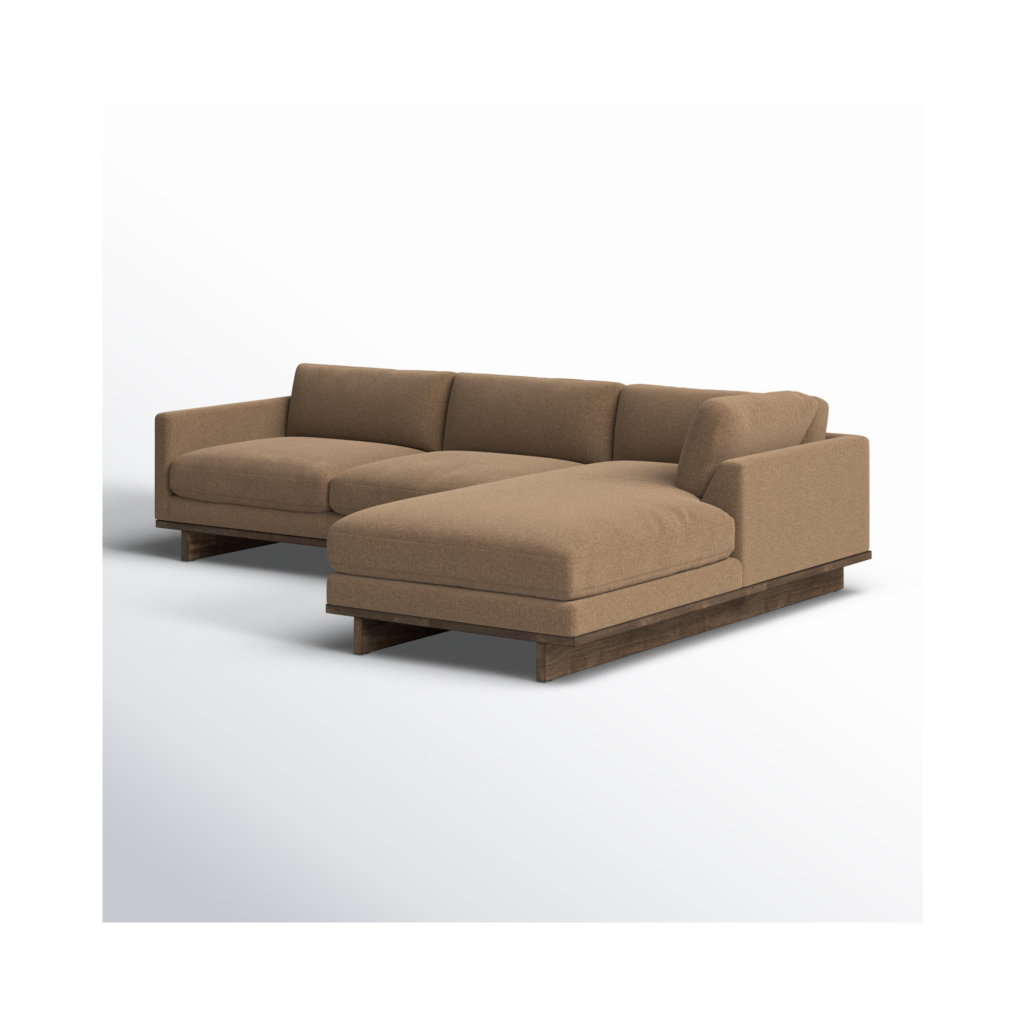 Menades Upholstered Chaise L-Sectional, Right Hand Facing, 32" H x 125" W x 70" D, Antwerp Cafe Linen Blend