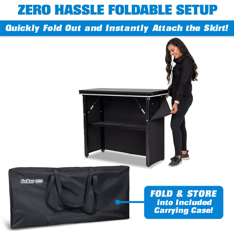 Black LED Portable Bar Table with Iron Frame and Melamine Top
