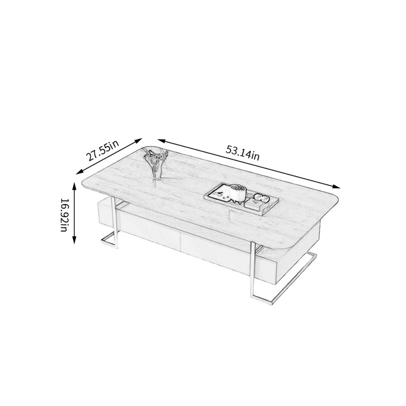 Table basse à double caisson avec rangement, Blanc / gris