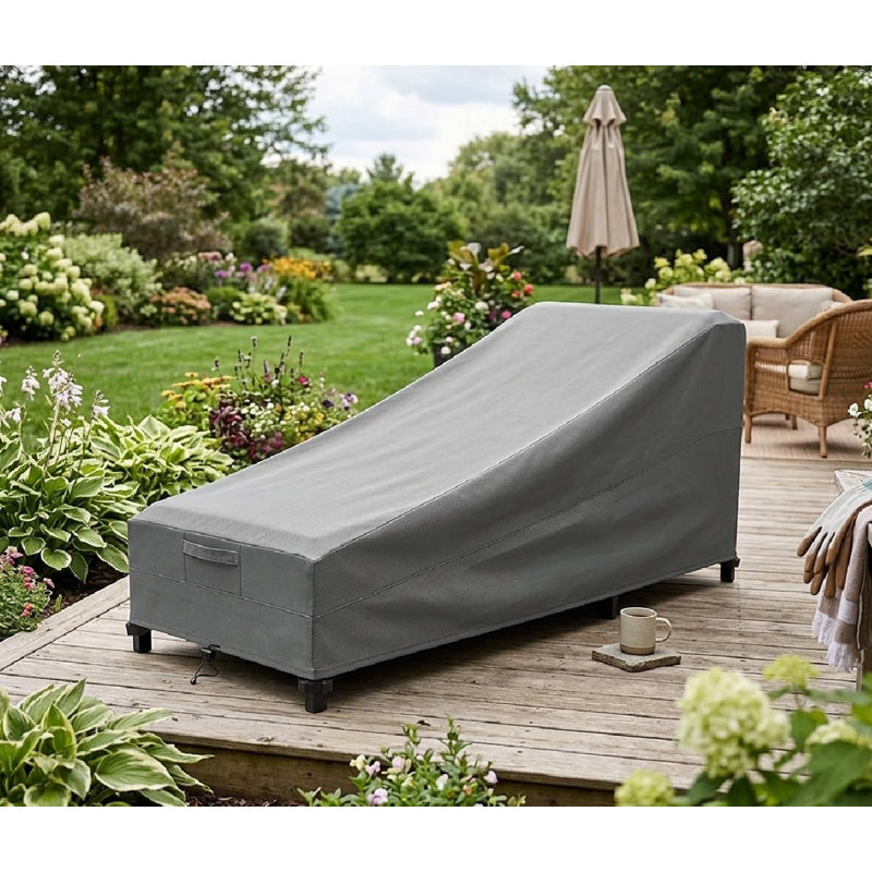 Premium Chaise Lounge Chair Cover - Breathable, Heavy-Duty Cover with Water-Resistant PVC liner, Adjustable Elastic Hem, Click-Close Straps, and Air Vents - Goodman Collection