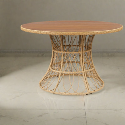 Premium Teak Finish Dining Table, Acacia Wood Round Design, Perfect For Garden & Patio(only The Dining Table, Chairs Not Included.)