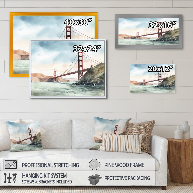 Views of San Francisco I - impression, Cadre photo noir, H 34 po x l 44 po x P 1,5 po