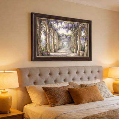 Art mural encadré en bois naturel pour salon, chambre à coucher, bureau ou vestibule - décoration murale décorative avec chemin arqué