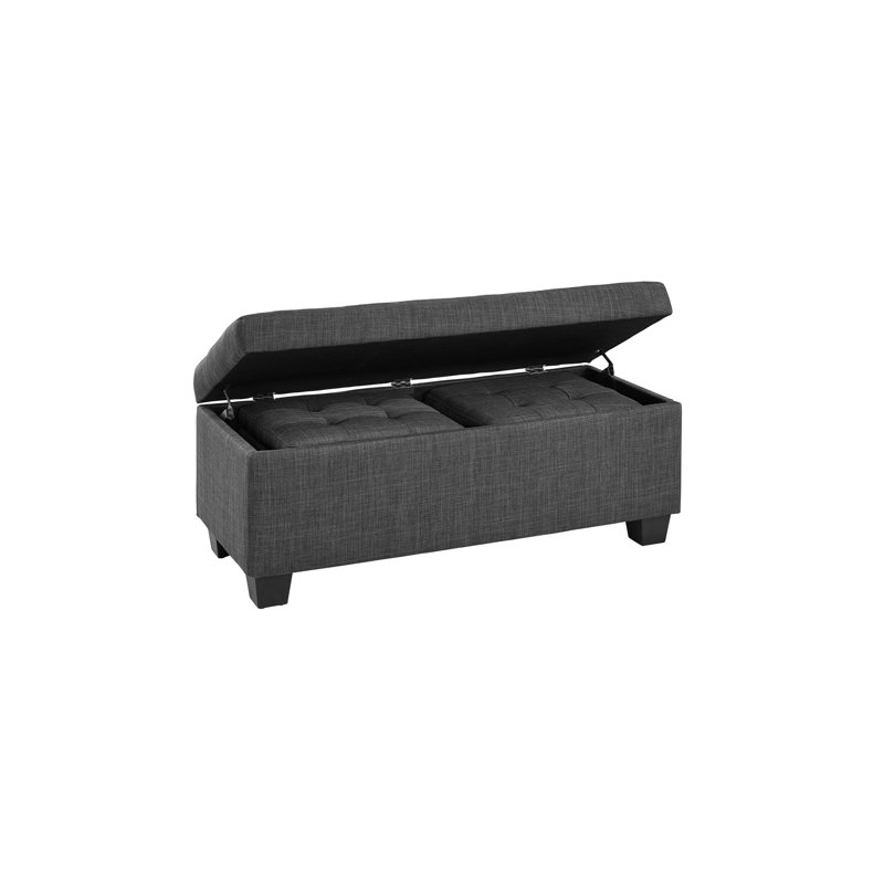 Edyth Upholstered Ottoman, Charcoal Linen