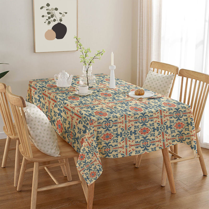 Durable Tablecloth, 50% Cotton / 50% Polyester, 55.1 x 118.1 inches | Machine Washable at 86°F, Tumble Dryer Safe, Ironable | Perfect for Dining Room, Parties & Everyday Use, Elegant Design & Easy Care
