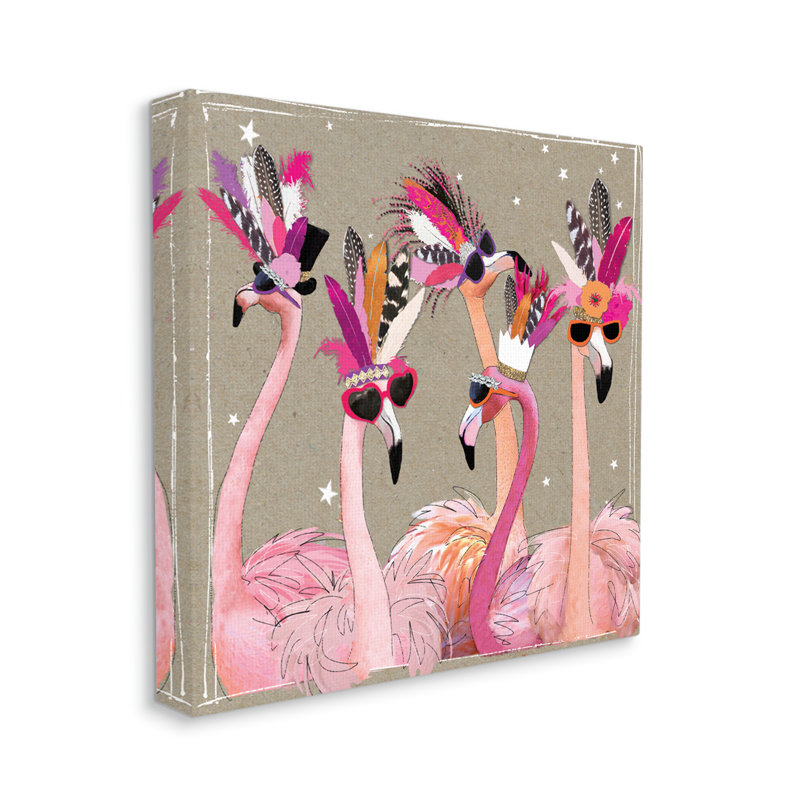 Flamants fantaisie, Toile tendue, L 36 po x H 36 po
