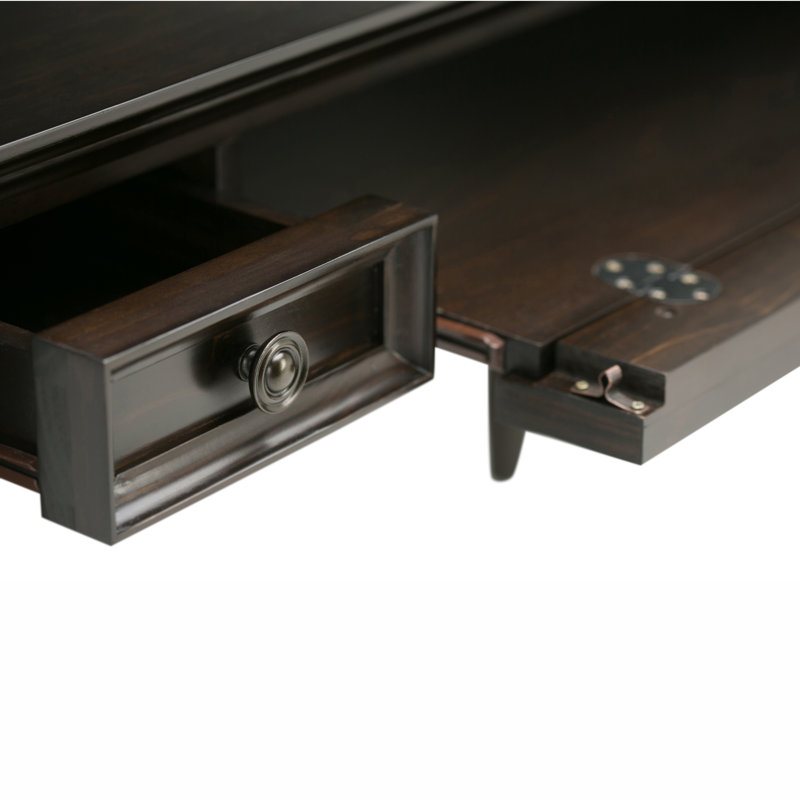 Amherst 54"W Solid Wood Transitional Writing Desk with 2 Drawers and Flip-Down Keyboard Tray, Hickory Brown