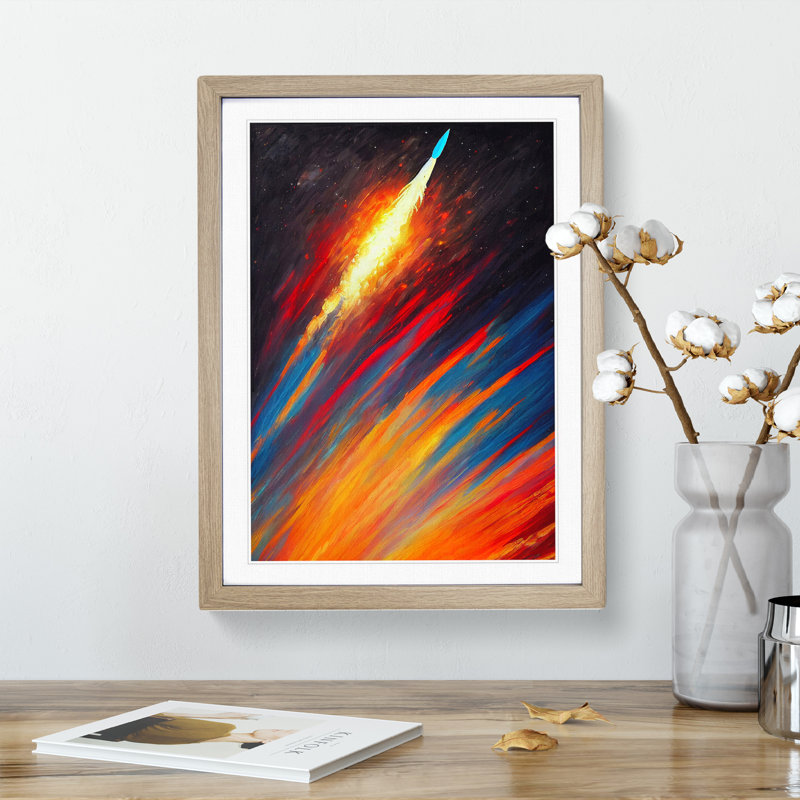 XV1022-606X An Extraordinary Spaceship Rocket 1 Piece Single Picture Frame Wall Art, 34cm H x 25cm W, Beige
