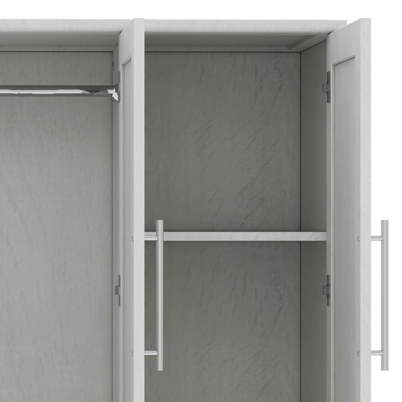 Armoire penderie 4 portes avec tiroirs de rangement, Blanc