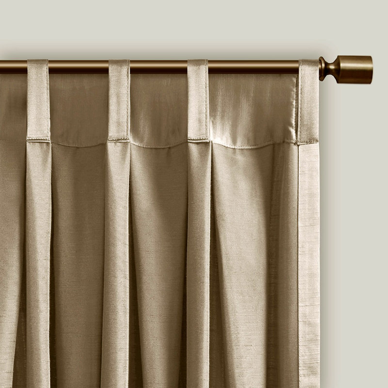 Pleat Curtain Panel With Tieback (Single) 52X84", Champagne, 52.03" W x 84.03" L