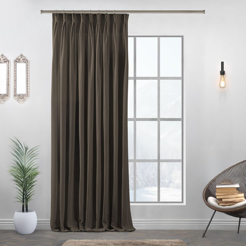 Room Darkening Single Curtain Panel, Brown, 65cm Width x 295cm Drop