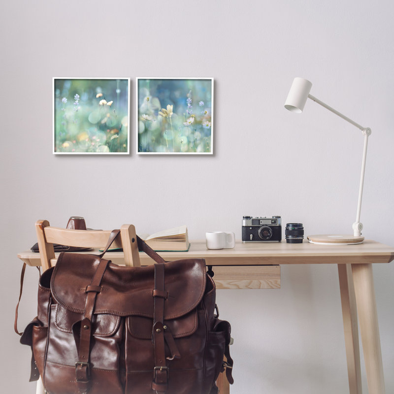 Sunlit Daisy Field, impression sur bois encadrée 2 pièces, Giclée encadrée blanc bord de mer, H 12 po x l 24 po x P 1,5 po