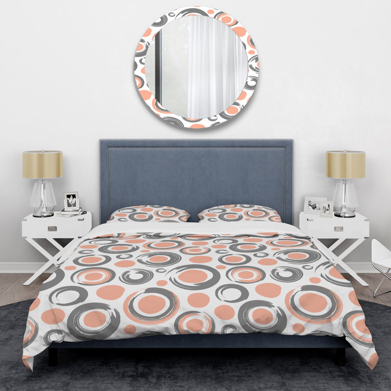 Ensemble de housse de couette en microfibre argent / rose 2 pièces, Twin Duvet Cover + 2 Standard Shams