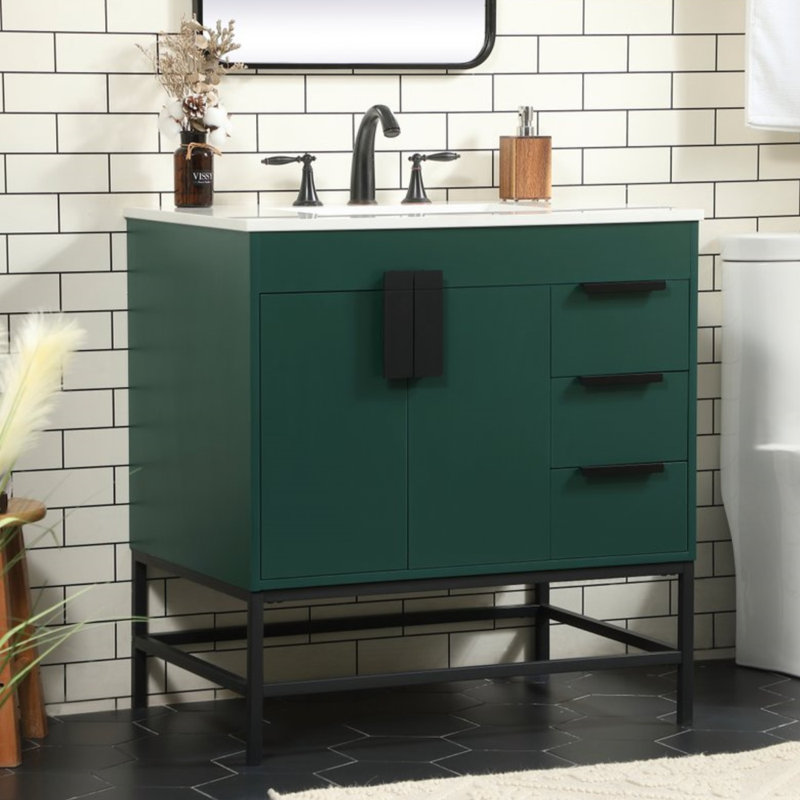 Ensemble de meuble-lavabo simple 32 po Eugene, Vert