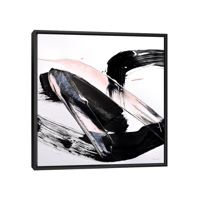 «Peach Black Blast», impression sur toile, H 18 po x l 18 po x P 1,5 po, Toile avec cadre noir, Pas de tapis