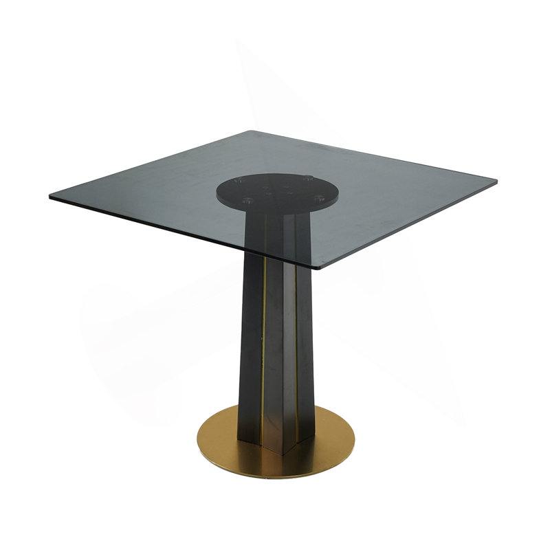 Modern Round Negotiation Table, Tempered Glass, Black