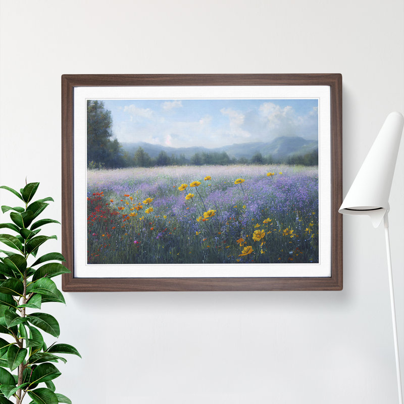 Distinguished Wildflowers Floral - Single Picture Frame Painting, Walnut, 46cm H x 64cm W x 2cm D