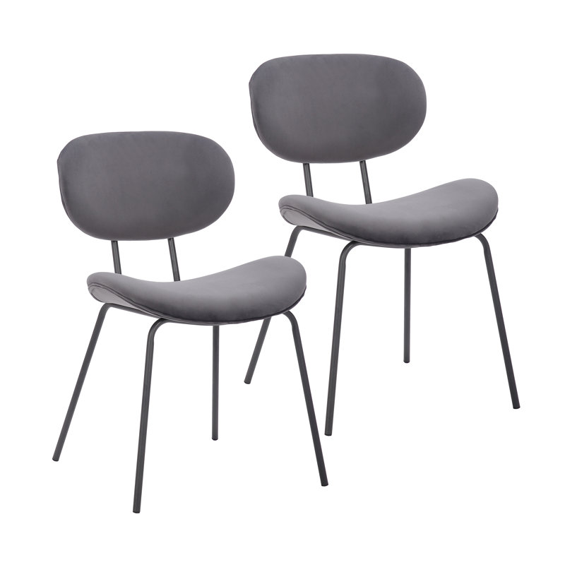 17.52'' H Velvet Upholstered Stacking Side Chair, Grey