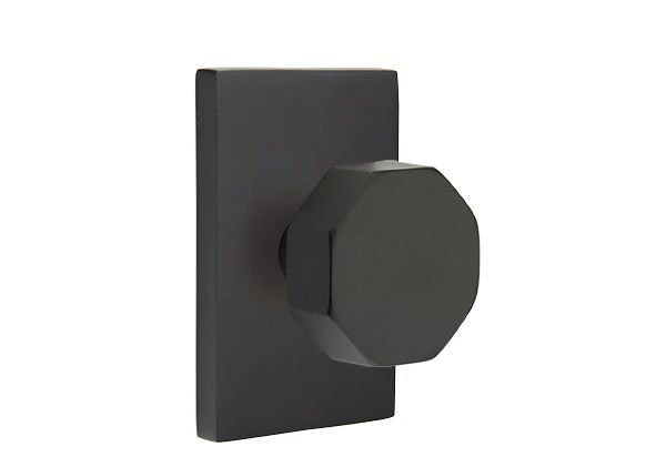 Ensemble de mortaise intérieure Emtek Passage avec rosette rectangulaire moderne et poignée octogonale (droite), Dos plat