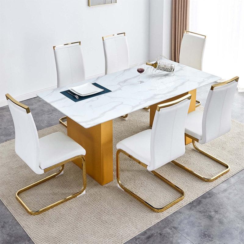 Ensembles de tables de salle à manger, Blanc, 7