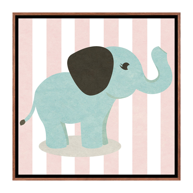 Happy Baby Animals I - impression d'art graphique, H 18 po x l 18 po x 1,5 po, Toile avec cadre brun, Pas de tapis