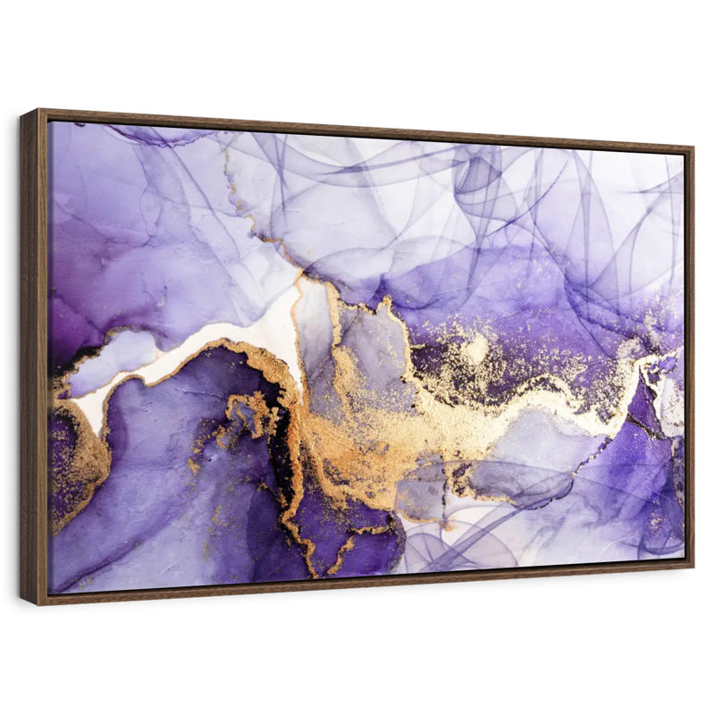 Mauve brume mauve, 19 po x 13 po, Cadre flottant en noyer