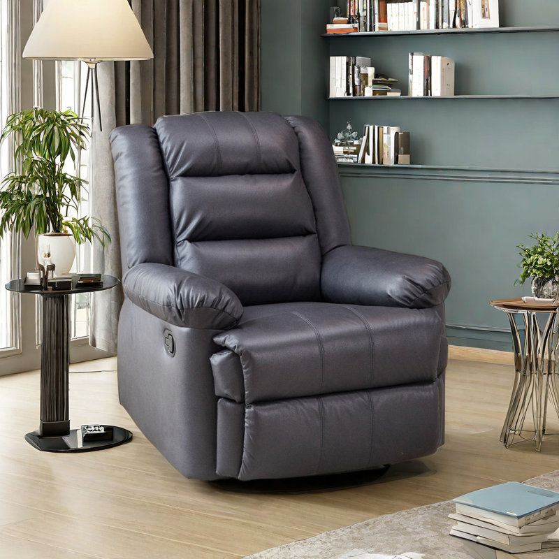 Fauteuil inclinable et pivotant Tazeem, Leathaire bleu marine