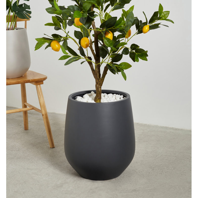 Fion Handmade Pot Planter, Charcoal, 21.75" H x 17.25" W x 17.25" D
