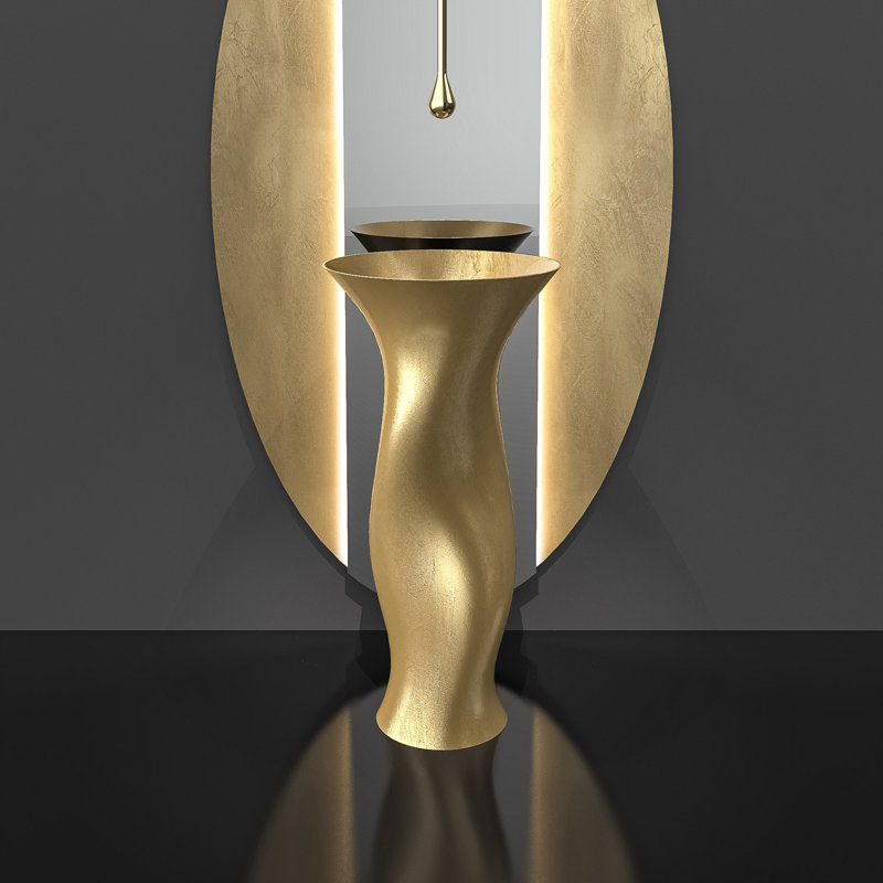 Delfo 17.7'' L Bathroom Sink, Gold Leaf