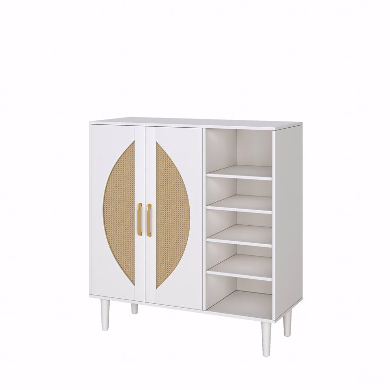 Armoire de rangement pour chaussures 20 paires avec 2 portes et 8 tablettes réglables pour le vestibule