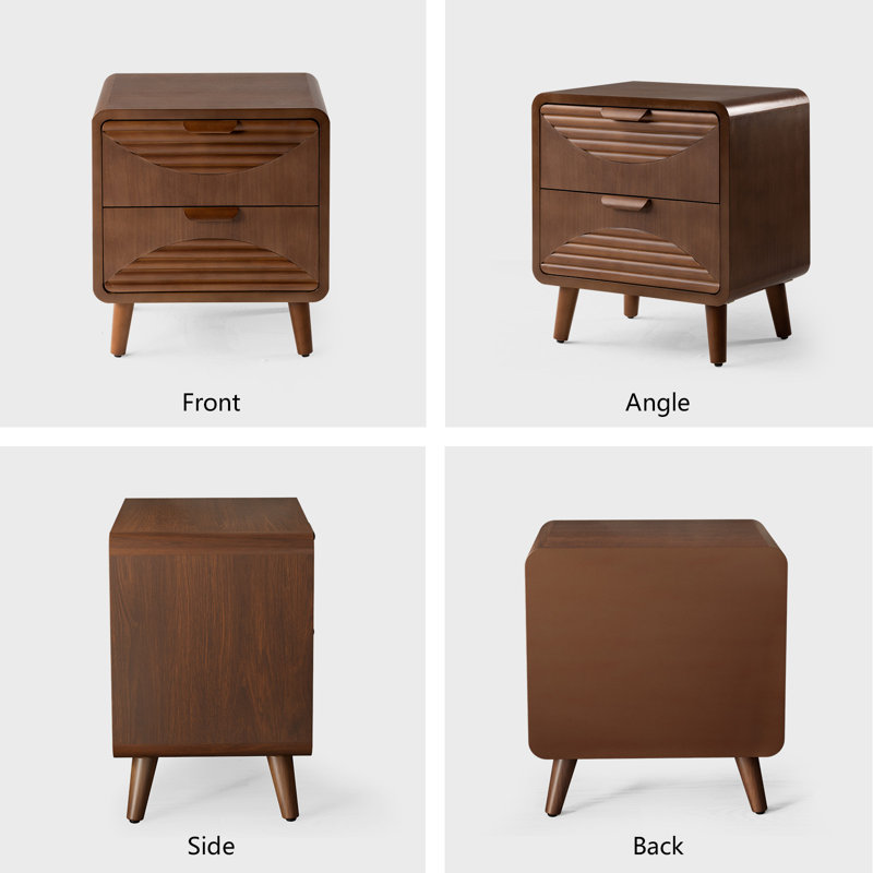 19.3" W Fluted Nightstand with 2 Drawers