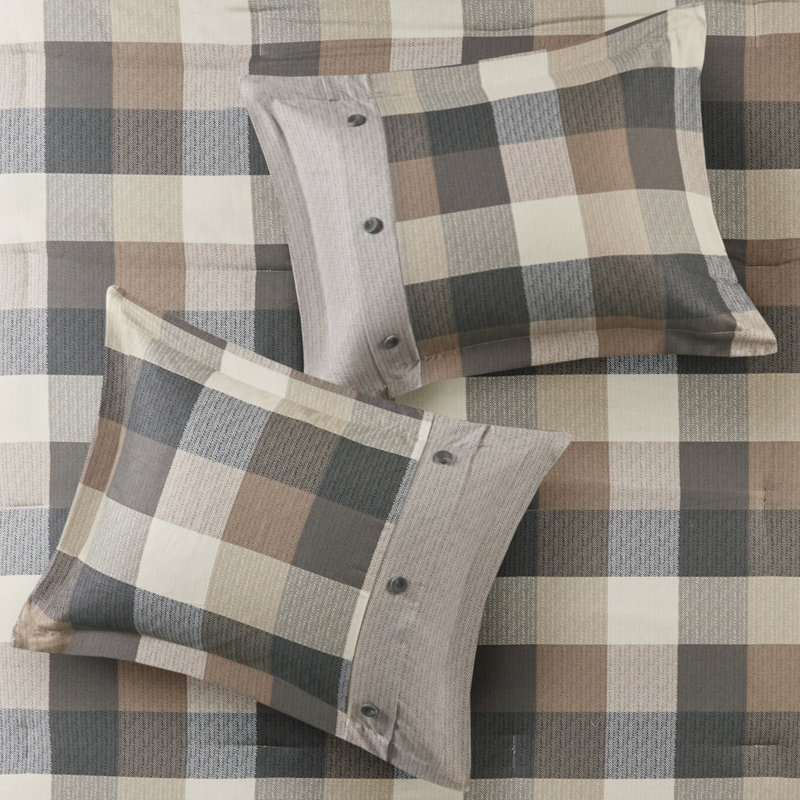 Édredon à chevrons pour très grand lit, 7 pièces, palette neutre, style écossais Buffalo, rembourré, avec édredon, taies décoratives, coussins décoratifs, jupe de lit, lavable à la machine 7 couleurs, design, rembourrage,