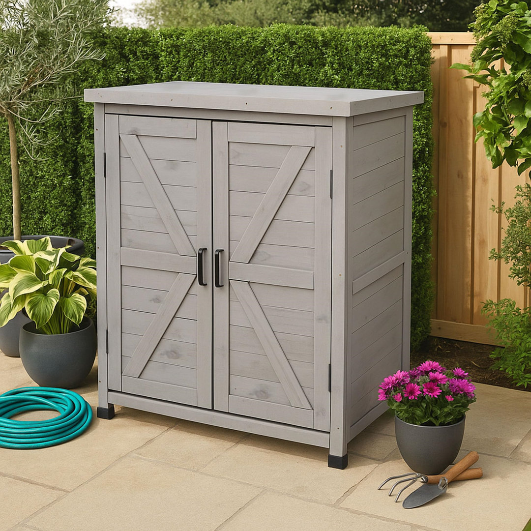 Wooden Garden Storage Tool Shed | Outdoor Weatherproof Utility Cupboard Cabinet For Tools, Cushions, Toys | Functional Internal Shelves | Magnetic Lat