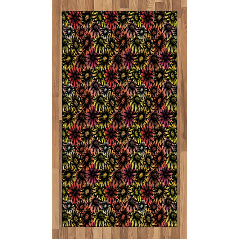 Floral High Density Long Fiber Poly Threads Decorative Area Rug Carpet, Rectangle 2'7" x 5'