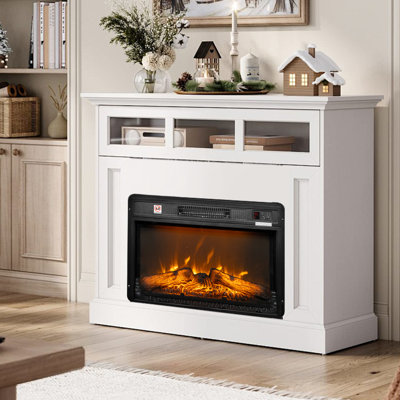 Hatley Ebern Designs 27.17 " W Black Recessed Wall Mounted Electric Fireplace with BTU 5118