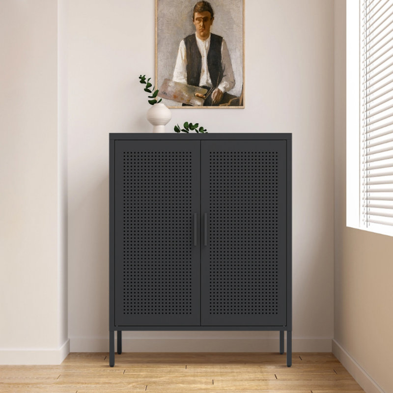 Armoire de rangement simple en métal (H 40 po x l 31 po x P 16 po), Noir