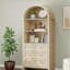 Modern Farmhouse Wood Kitchen Storage Cabinet, Arched Storage Display Cabinet with Adjustable Shelves, Versatile Cupboard Kitchen Pantry