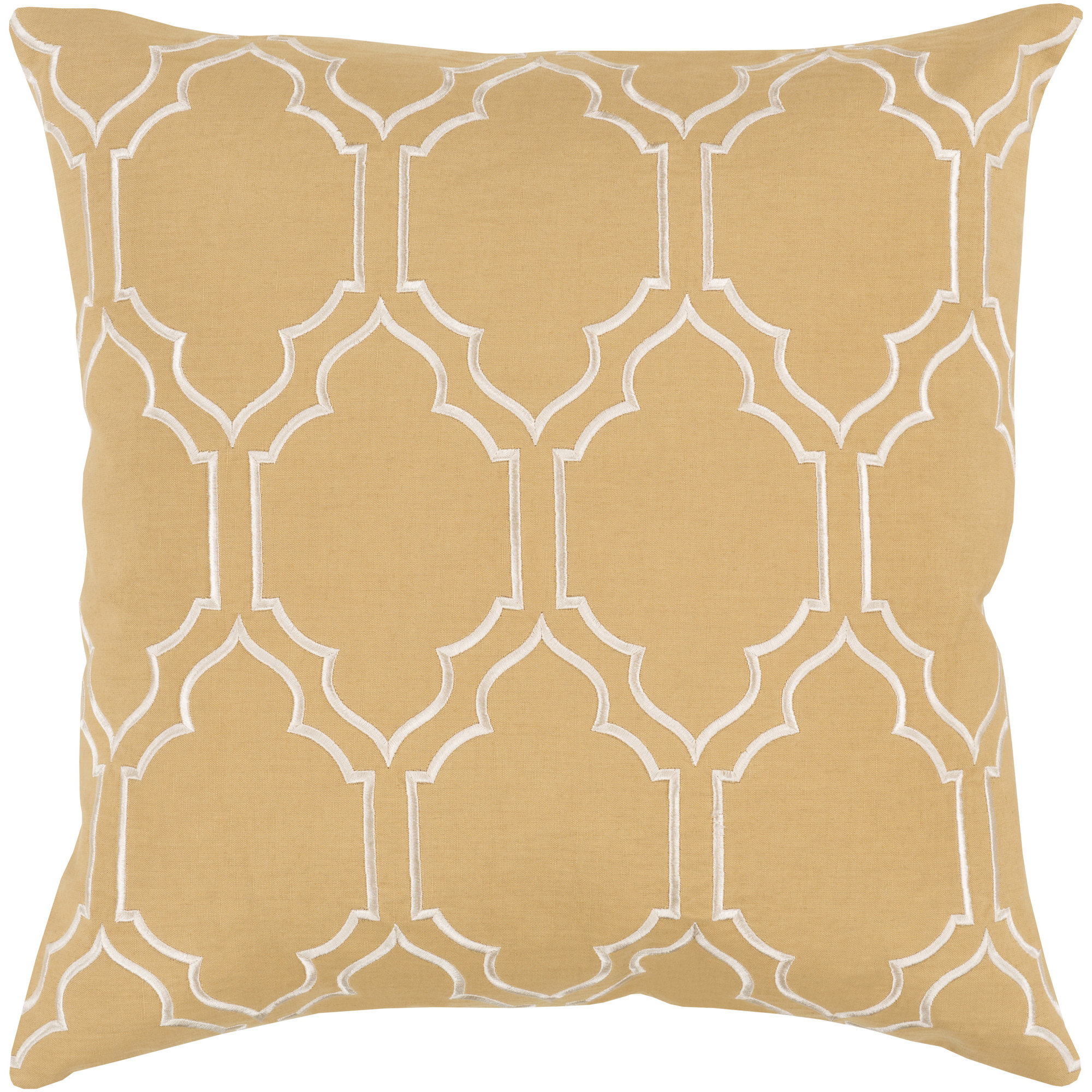 Clarysville Embroidered Linen Pillow Cover, Butter, 20" H x 20" W