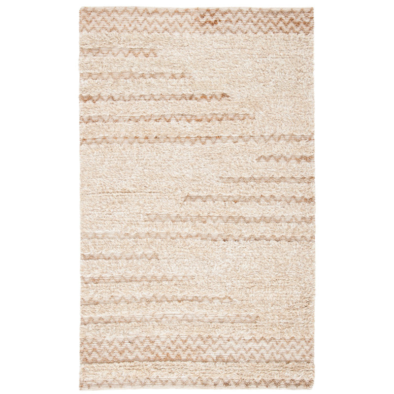 Natura Hand Loomed Wool/Jute/Cotton Chevron Rug in Beige, Rectangle 6' x 9'