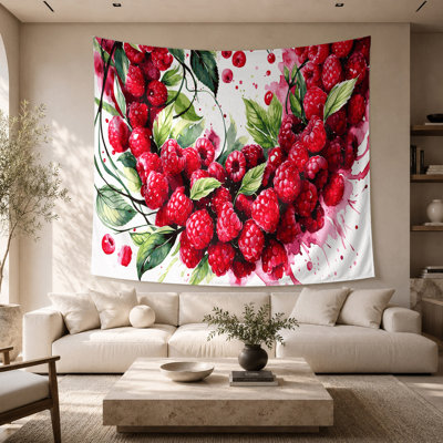 Tapisserie murale fruit framboise rouge