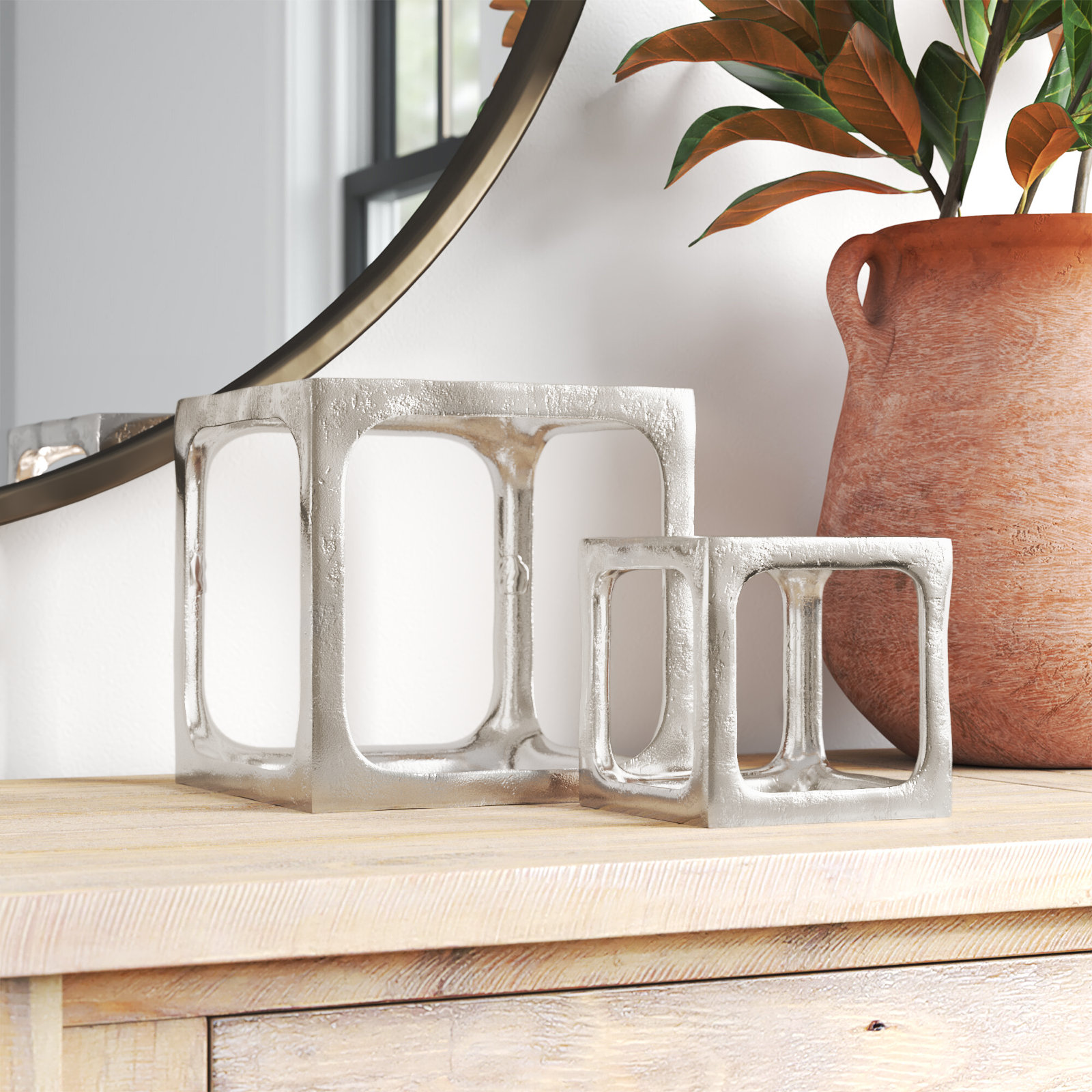 Latte 2-Piece Sculpture, Silver