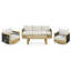 Ensemble de conversation pour patio en corde de bois tissé à la main 4 pièces avec chaises pivotantes, coussins beiges et table basse Bludov