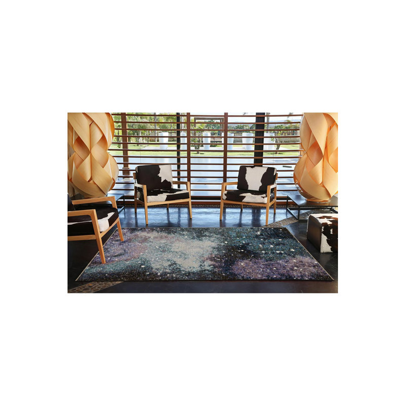 Tapis multicolore à motif abstrait galaxie à motif abstrait et créatif, Carré 3 pi 3 po