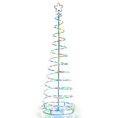 6 Ft Pre-Lit Spiral Christmas Tree With Star Topper, 135 LED Lights & App-Controlled Light Modes