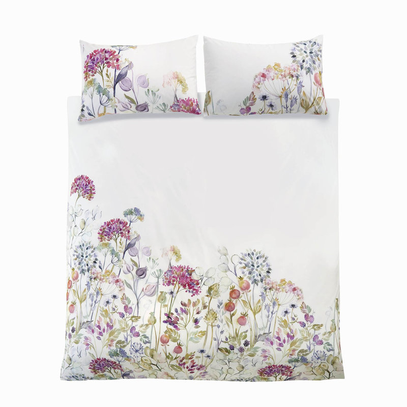 Cotton Floral Duvet Cover Set with Pillowcases, Super King