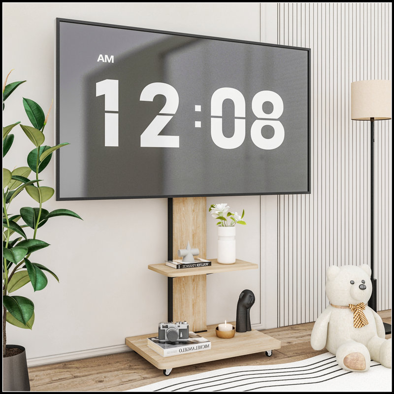 Meuble télé réglable avec tablette pour 32 à 75 pouces, chariot mobile avec roues verrouillables pour le salon et le bureau